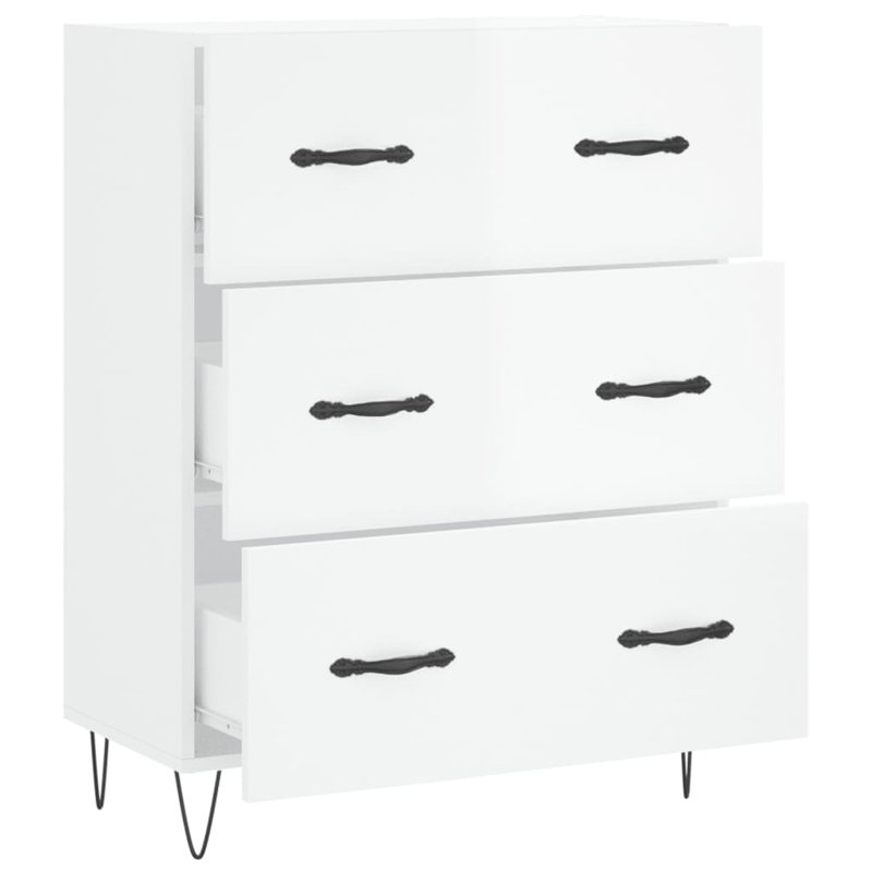 Mareda 69.5cm W 3 - Drawer Chest of Drawers, High Gloss White