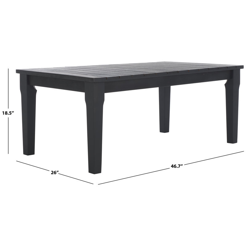 Black Solid Wood Rectangular Patio Coffee Table