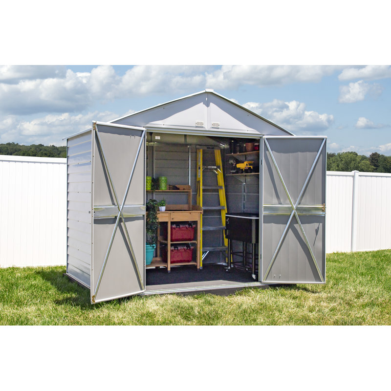Select Steel Storage Shed Steel Storage Shed, 8X6, Flute Grey, Flute Gray