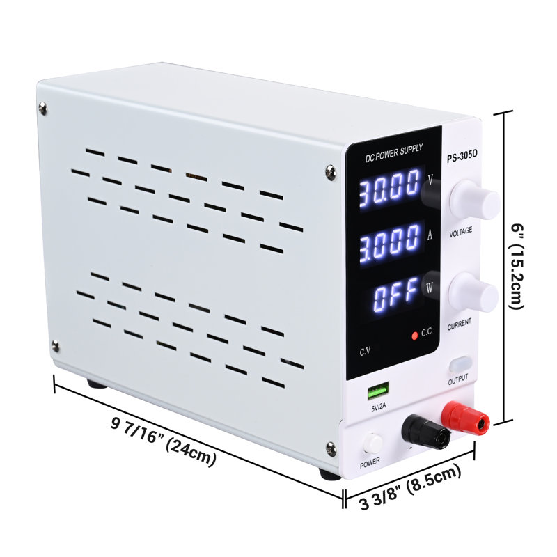 WFX Utility ™ 110V Entrée 30V 5A Sortie Alimentation numérique à courant continu de précision avec ensemble de fils de test d'alligator