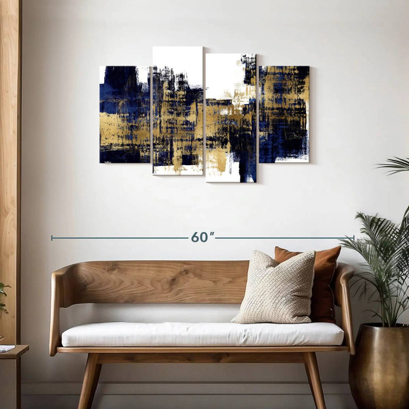 Avery Vibrant Gold On Blue, 27" H x 43" W