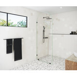 Venus 34 in. x 86.75 in. Fully Frameless Arched Single Fixed Shower Panel