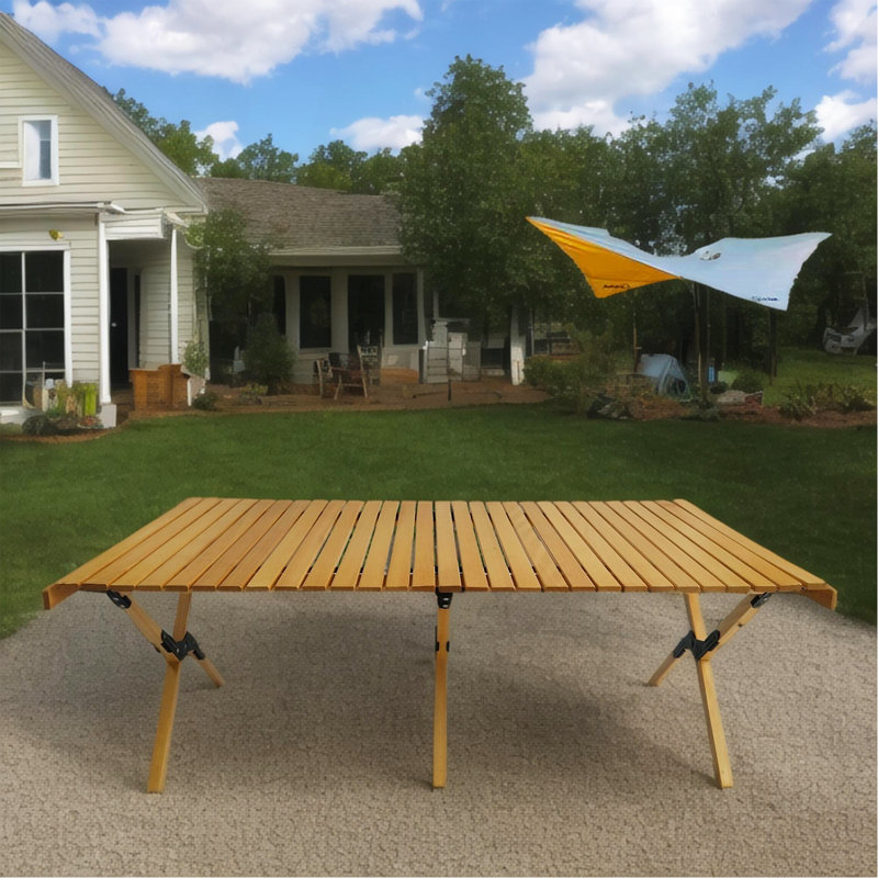 Table de salle à manger portative pliable en bois multifonctionnelle, Naturalindoor et Outdoor Universal, naturel