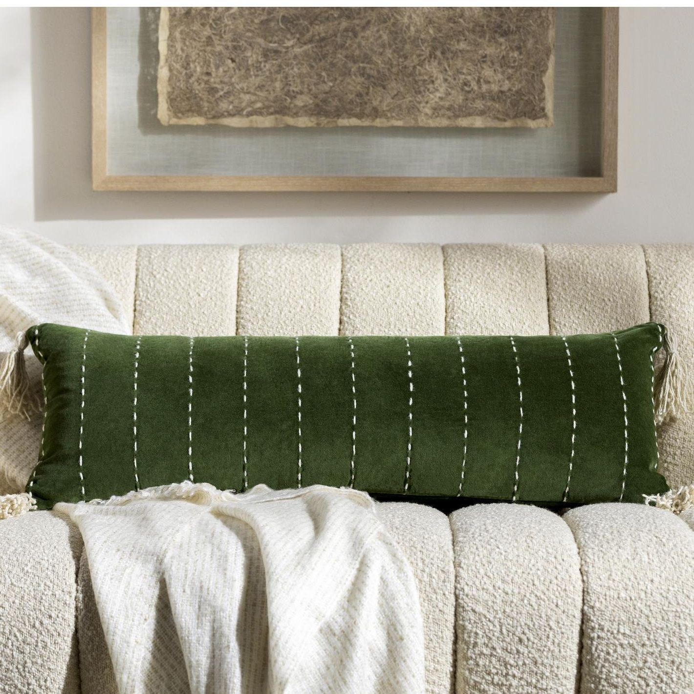 Idria 36" x 13" Throw Pillow, Green, No Fill