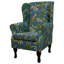 Teal Monkey Wingback Armchair