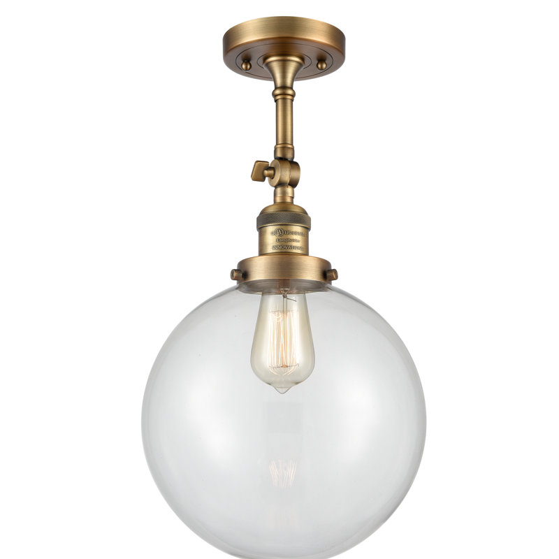 Plafonnier semi-encastré 10 po Zarmayr, Ampoule non incluse, Transparent, Laiton brossé