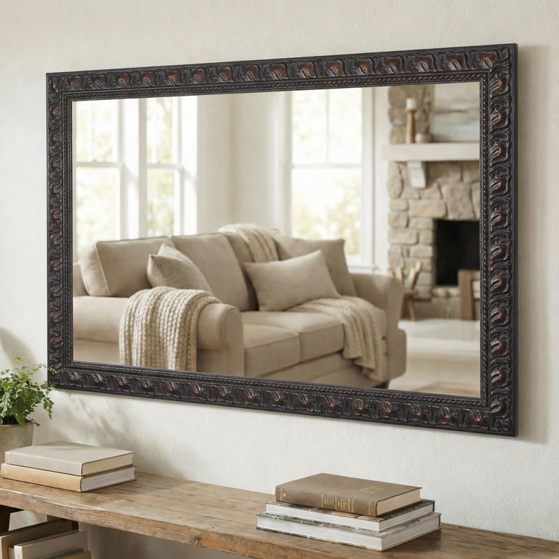 Hillsborough Wood Framed with Safety Backing Ideal for Bathroom / Vanity Mirror, Venetian Bronze, 32" x 48"