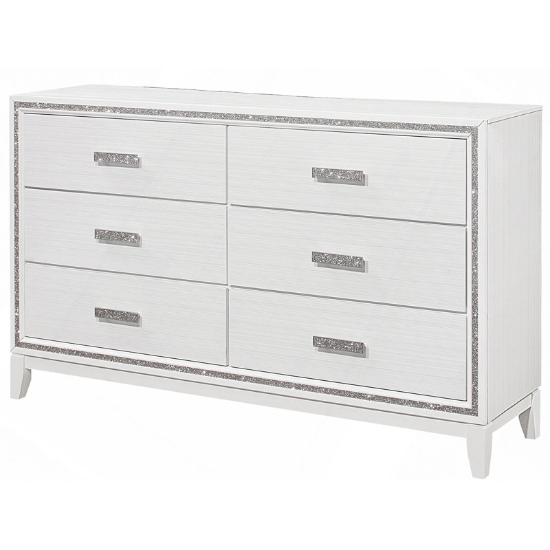 Commode à tiroirs, commode à paillettes blanches