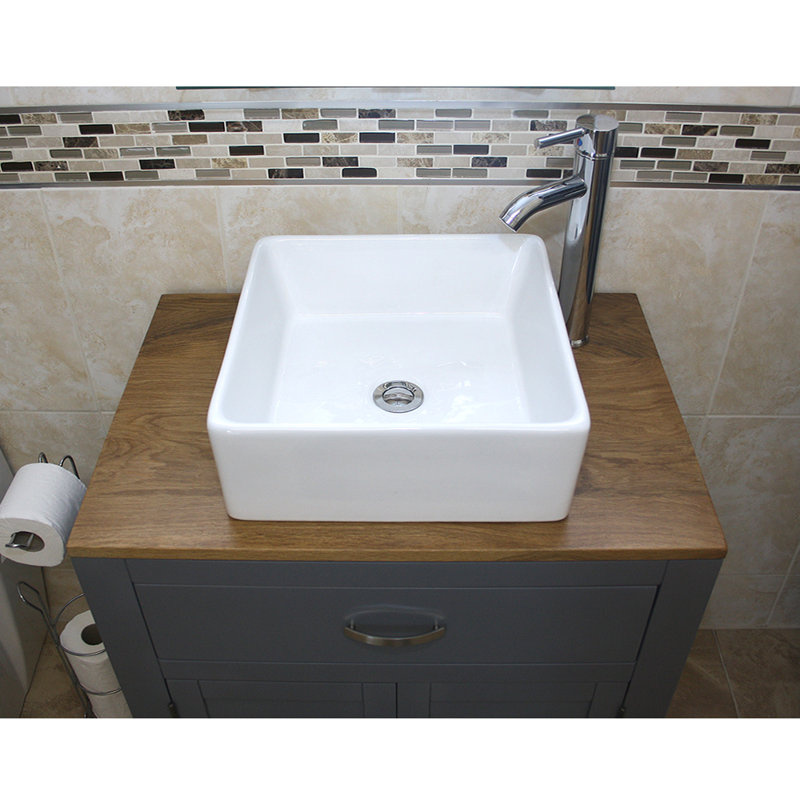 Ariana 700mm Single Bathroom Vanity with Vessel Ceramic Basin, Grey