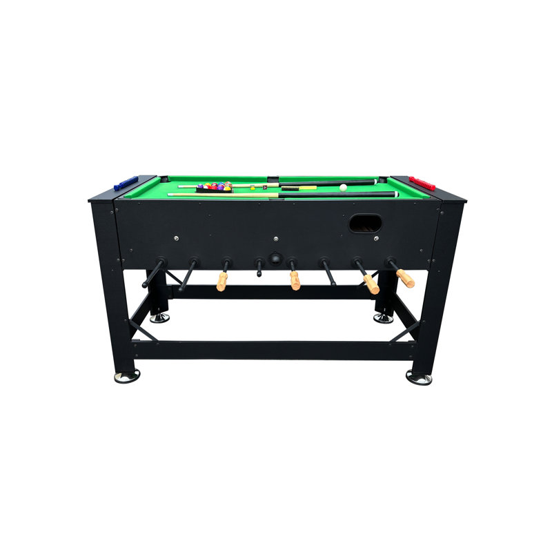 KICK Dyad 55" 2-in-1 Swivel Multi Game Table-Billiards & Foosball - Home & Game Room Entertainment, Black