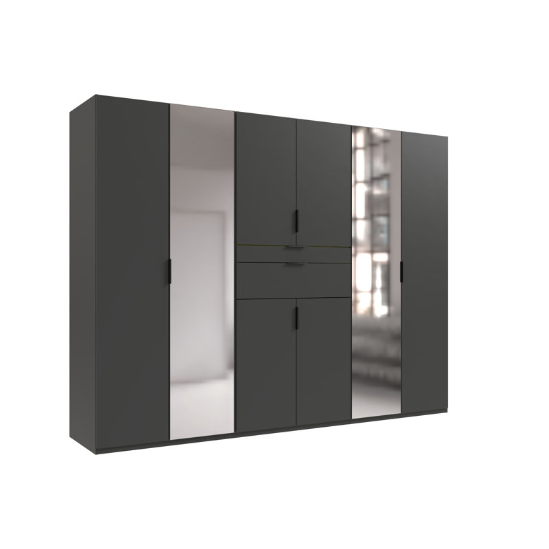 Qusai 8 Door Manufactured Wood Wardrobe, Black