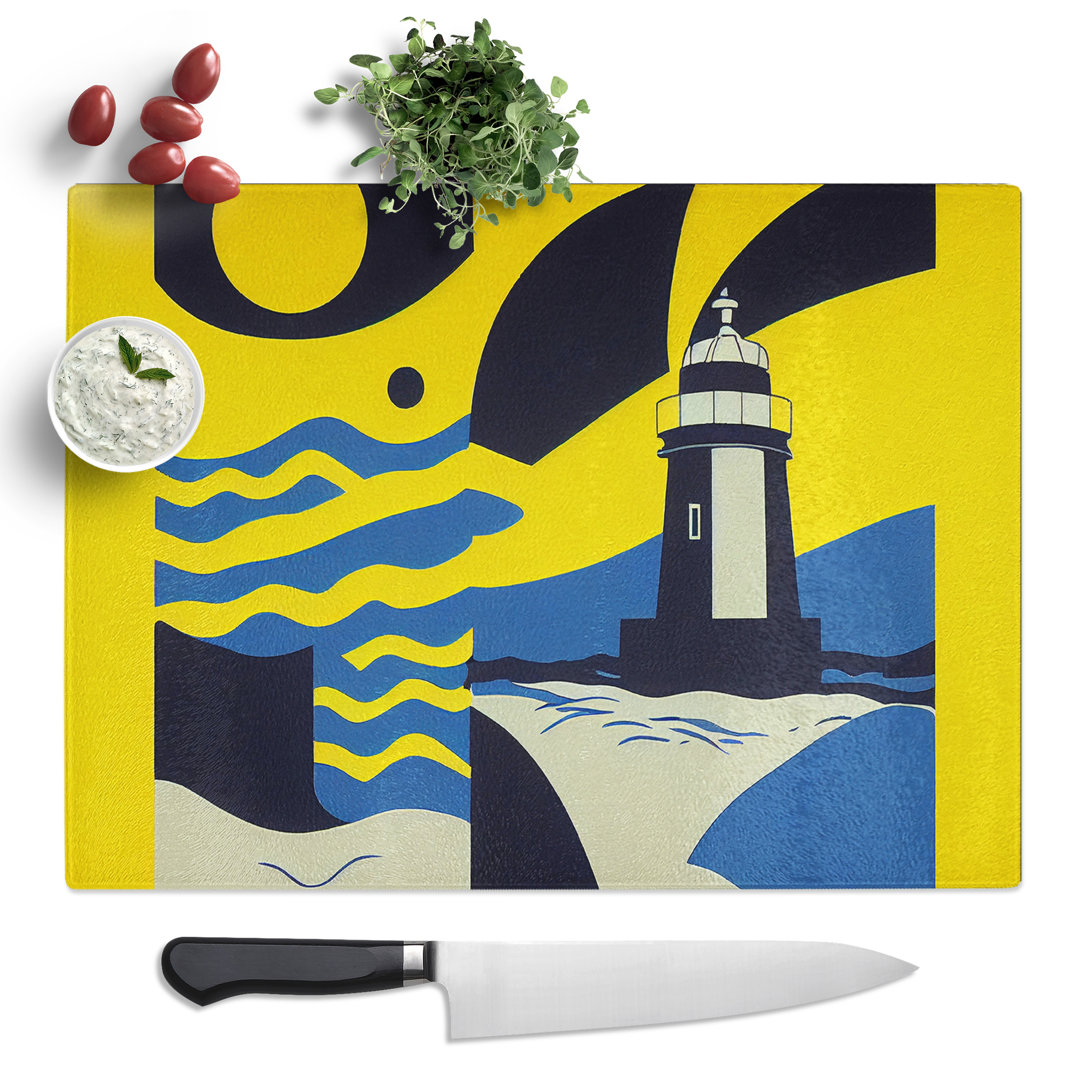 Abstract Lighthouse  Glass Chopping Board
