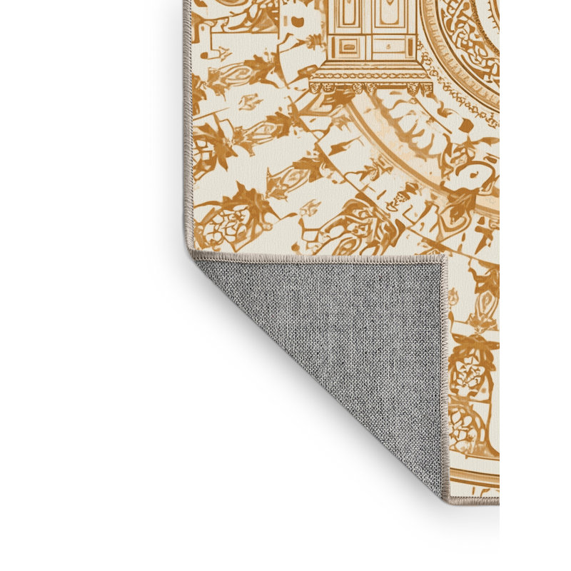 Tapis beige délavé à la machine Bergland, 7 x 9