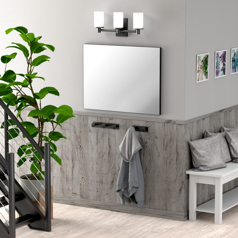 Applique murale triple à 3 lumières avec abat-jour givré Modern Farmhouse, Noir mat