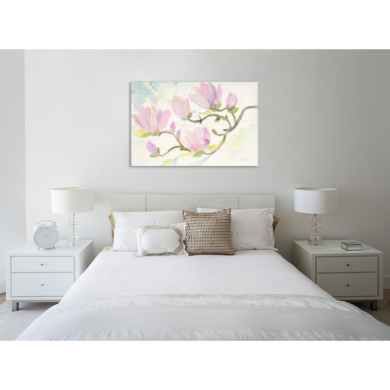 "Branches fleuries", toile tendue par Albena Hristova, H 32 po x l 48 po x P 1,5 po
