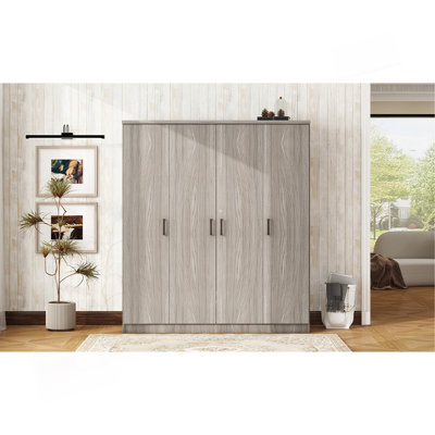 Stylish And Functional 4-Door Wardrobe With Drawer, A Must-Have For Bedroom Organization And Decor Enhancement.