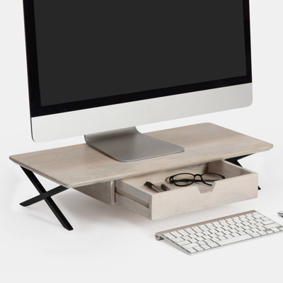 Sumekh Wood Monitor Stand with Drawer