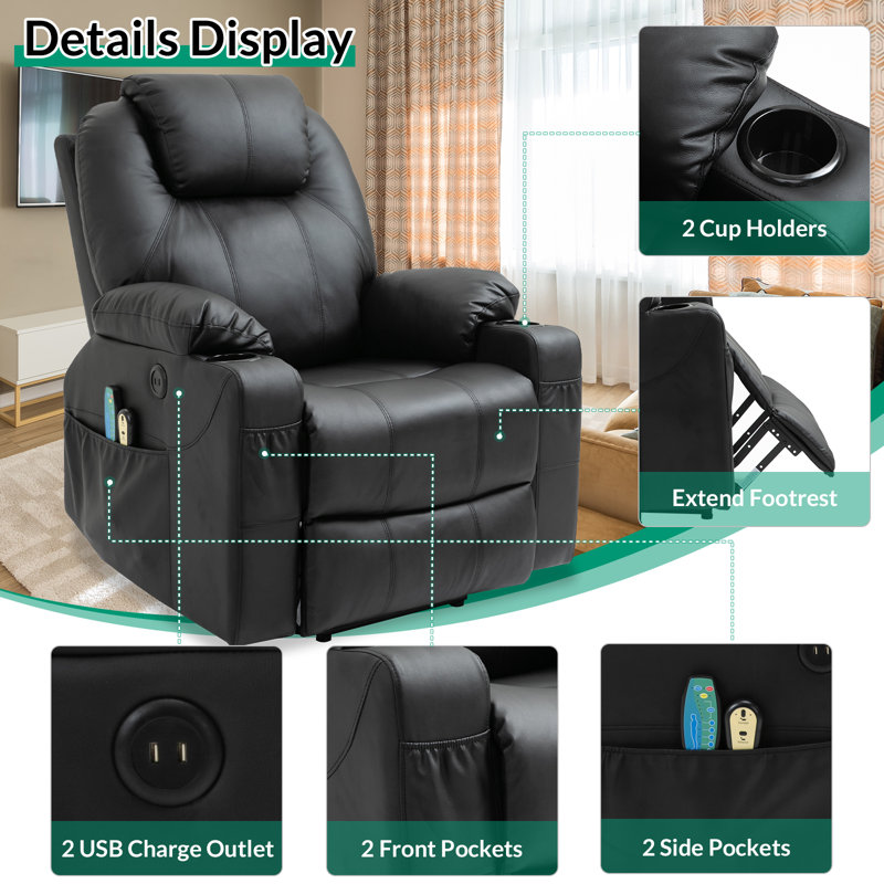 Faux Leather Lift Assist Power Recliner
