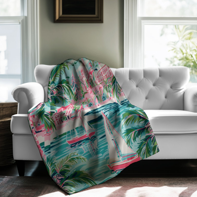 Motif de balise maritime - 1 pièce Sherpa Premium, L 50 po x L 60 po, Art urbain tendance