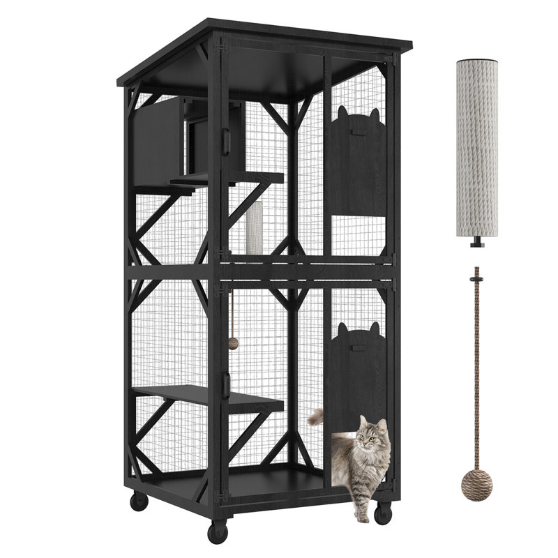 Enclos d'extérieur pour chat, Noir, noir, noir, noir