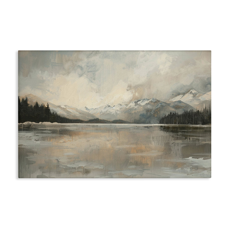  «Frozen Lake Landscape», art mural sur toile par LSR Design Studio, H 16 po x l 24 po