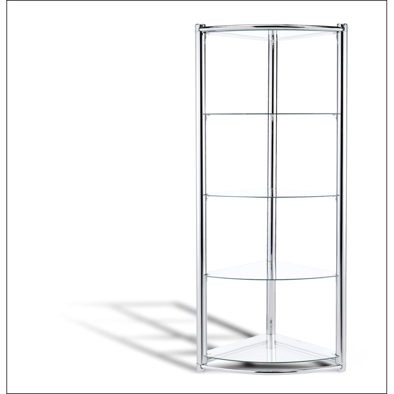 Tablette triangulaire en verre trempé / cadre chromé