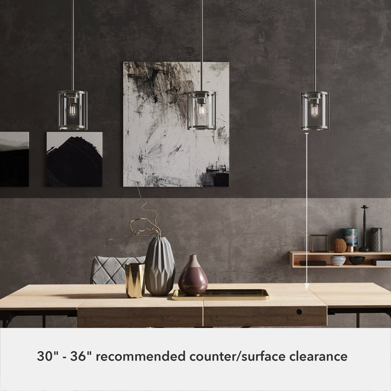 Luminaire suspendu cylindrique à 1 lumière Jalysa, Nickel brossé