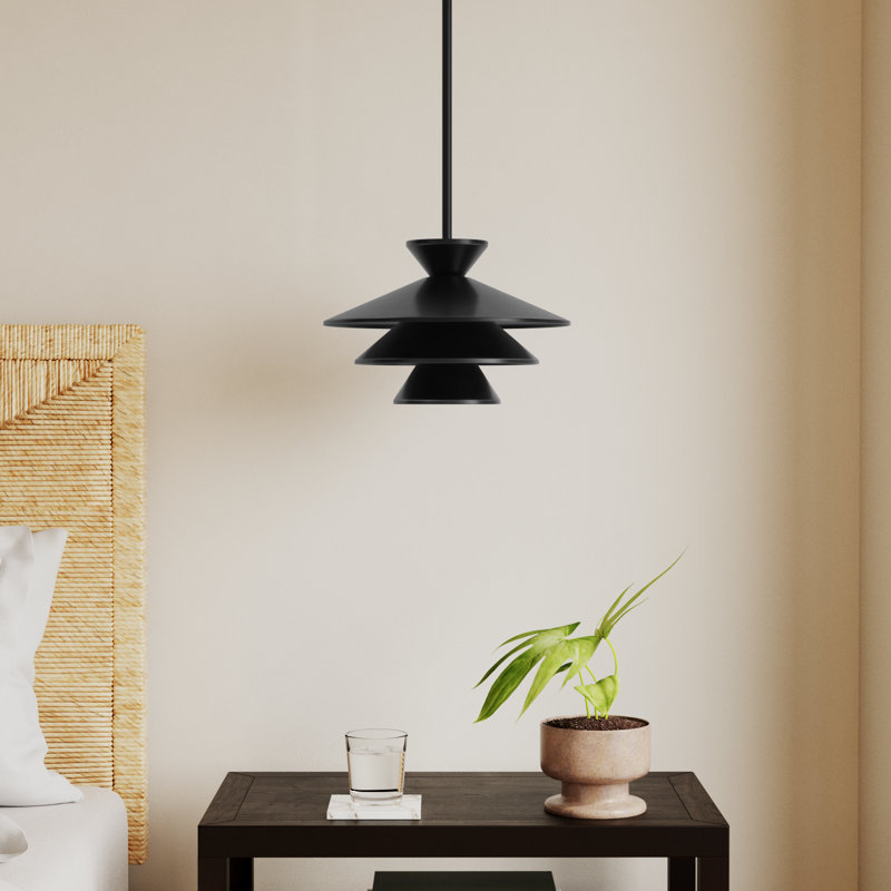 Vinnie 1-Light Pendant in Matte Black, Matte Black