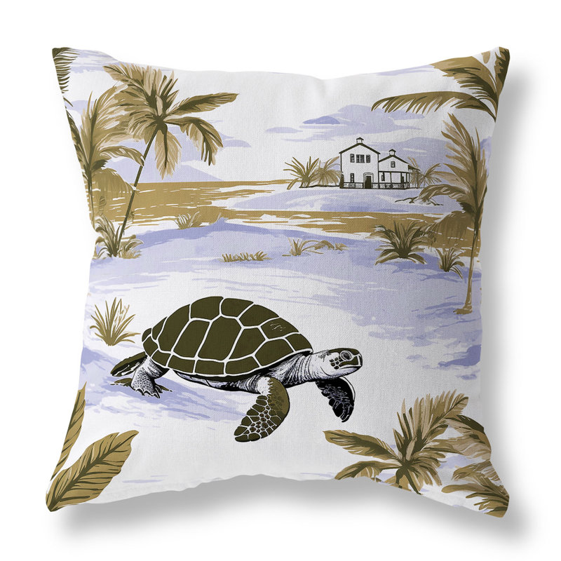 Oreiller réversible intérieur / extérieur Sandy Shores Turtle, H 20 po x l 20 po, Vert