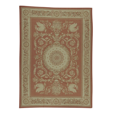 Hand-Knotted High-Quality Rust and Beige Area Rug