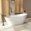 Freestanding Slipper Bathtub with Chrome Overflow & Drain, 67" Oval Design
