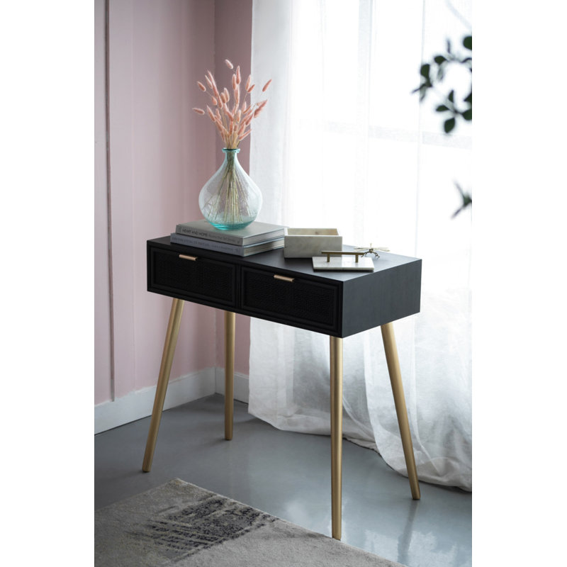 Gavrilin 16.5'' Console Table, Black Top/Natural Base