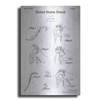 «Bottle Opener Blueprint Brevet White» par Patents