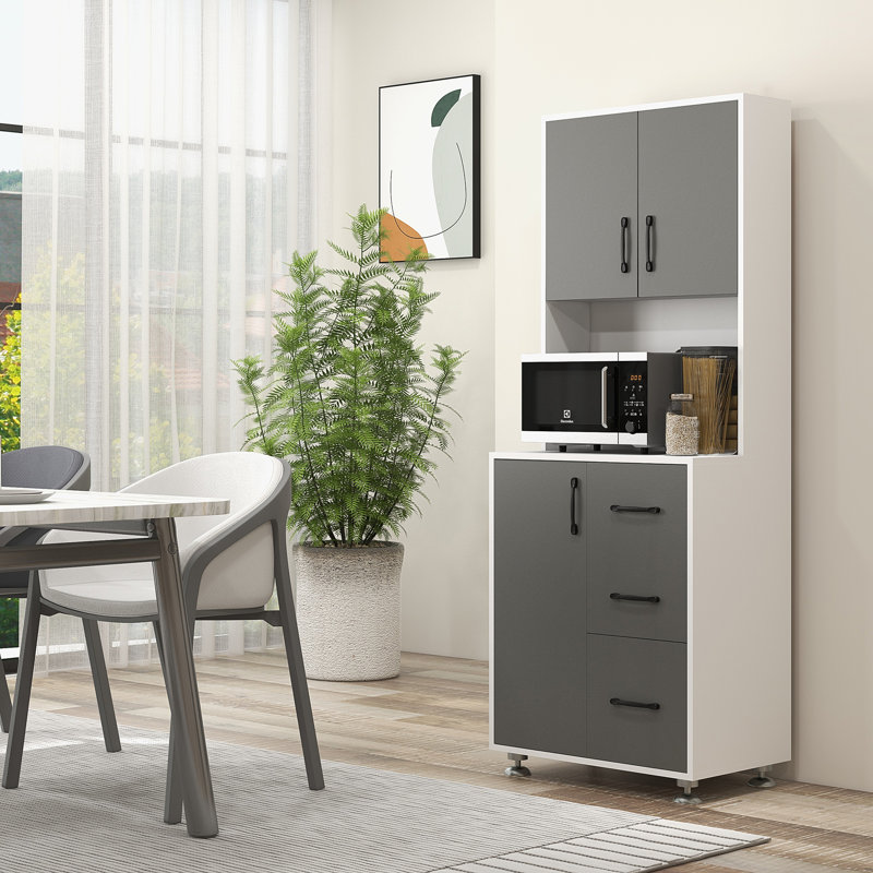 150cm Kitchen Pantry, Grey/White