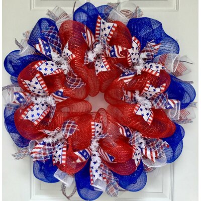 The Holiday Aisle® Patriotic Wreath Three Cheers for the Red White and ...