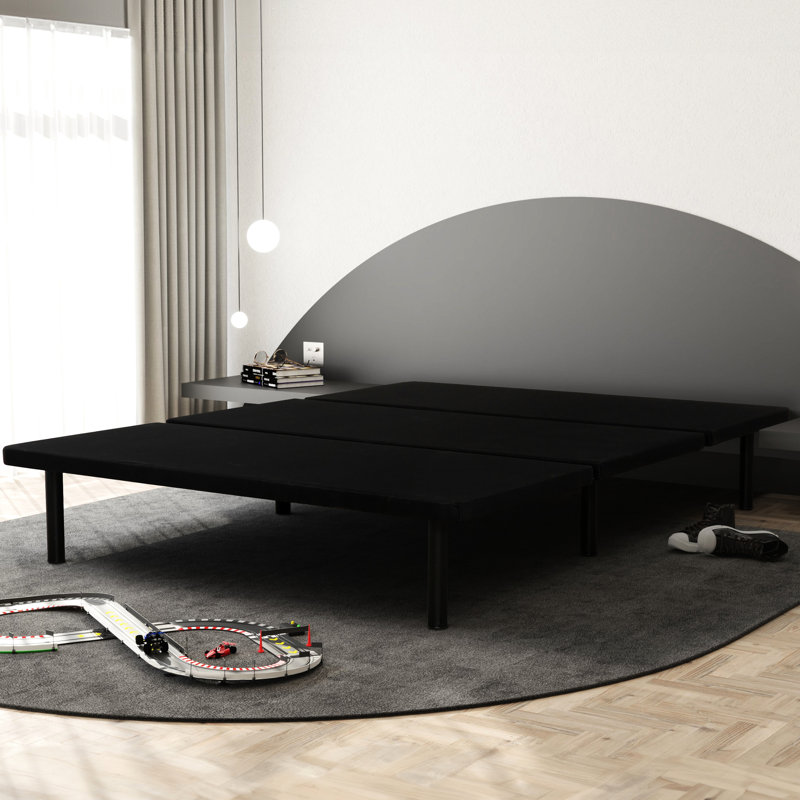 Black Metal Upholstered Twin Xl Bed Frame For Bedroom, Offering Comfortable Sleep And Easy Organization Size Platform With Stress - Assembly Underbed