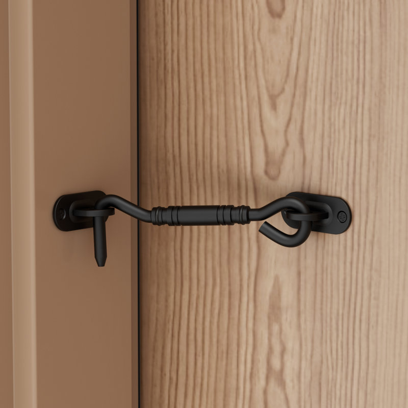 Black Privacy Hook and Eye Gate Latch Easy Lock for Barn Door,Gate Shutters Window Slide Barn Shed Cabinet Bathroom