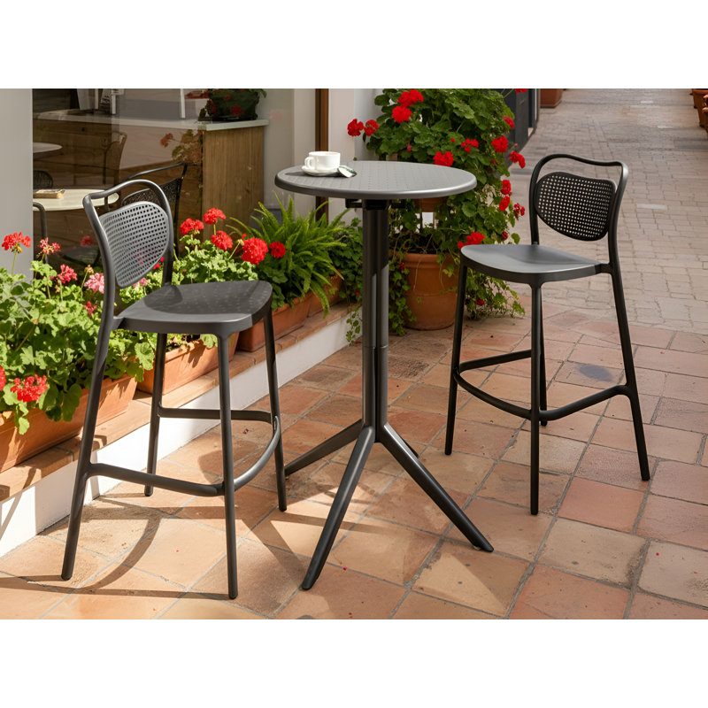 Round Outdoor Bar Table , 60cm cm W 60cm cm D, Black