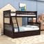 Lit superposé simple au-dessus de 2 tiroirs en bois 2 tiroirs avec échelle et garde-corps, convertible en 2 lits-1291243781