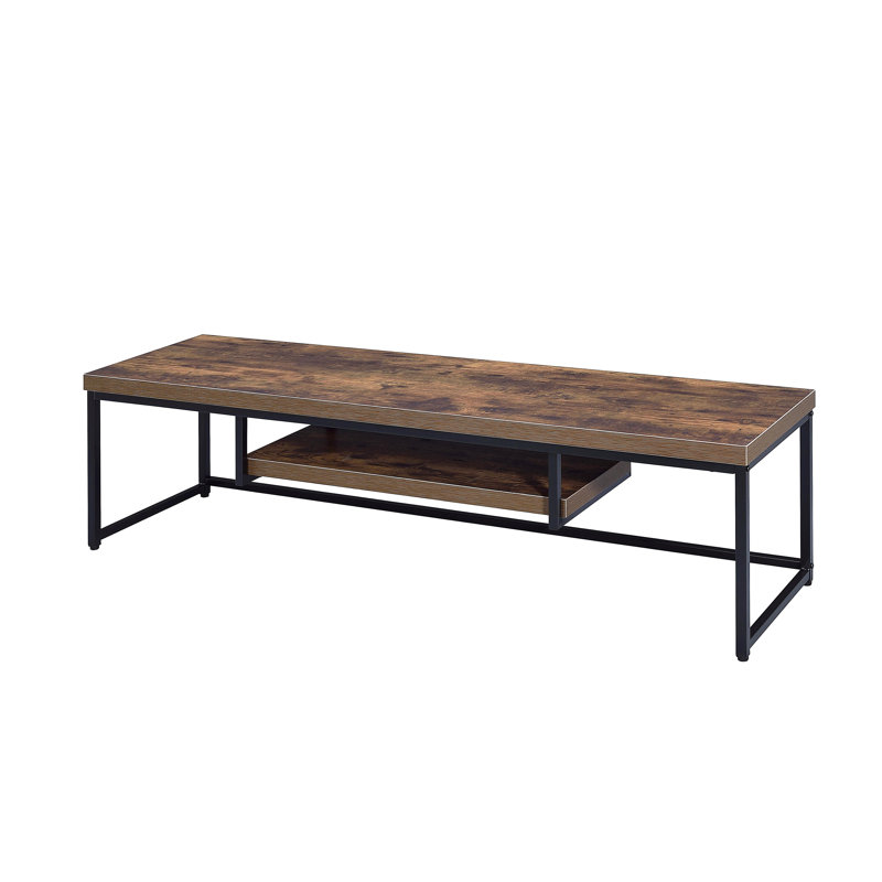 Bob weathered oak and black metal texture TV stand