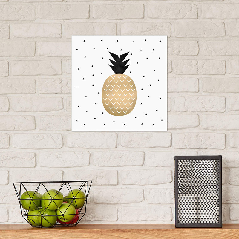 Golden Pineapple by Elisabeth Fredriksson - Wrapped Canvas Print