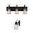 3-Light Bath Vanity Light Dimmable with Bronze Cage Bell Glass Shade
