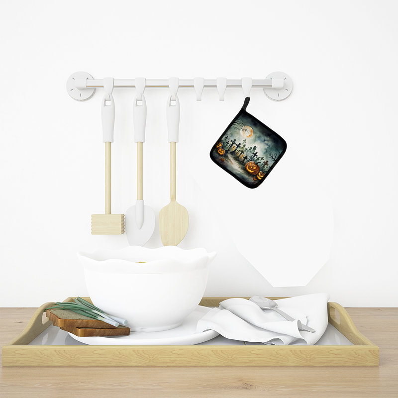 Paire de porte-casseroles Graveyard Spooky Halloween