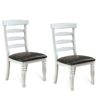 Orso Dining Chair, Ladderback Design, White, Dark Brown Mindi Wood