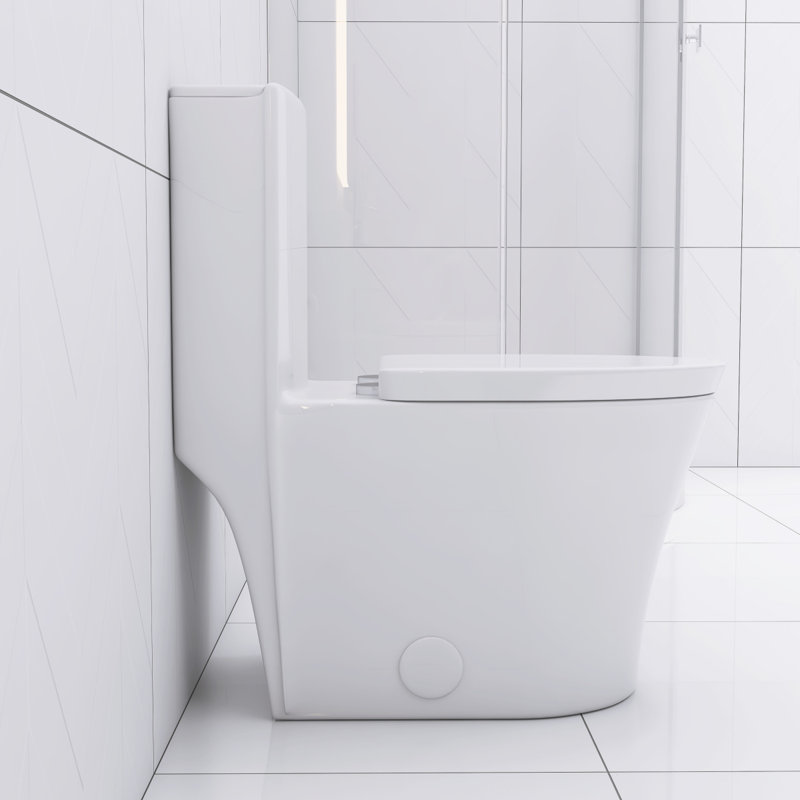 Elongated One Piece Toilet White, White