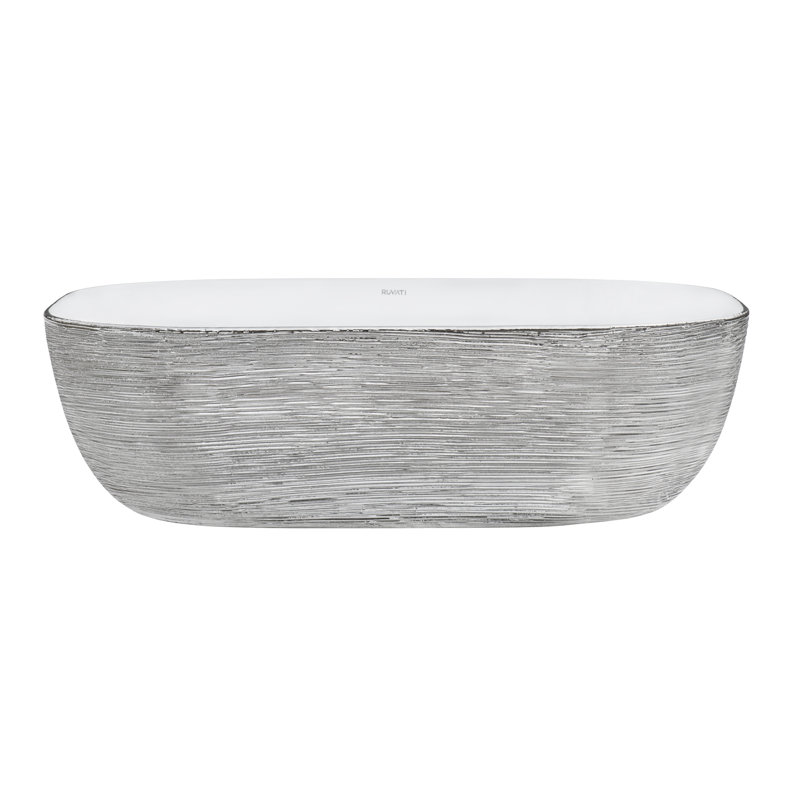 Silver and White 24" Ceramic Above-Counter Bathroom Vessel Sink