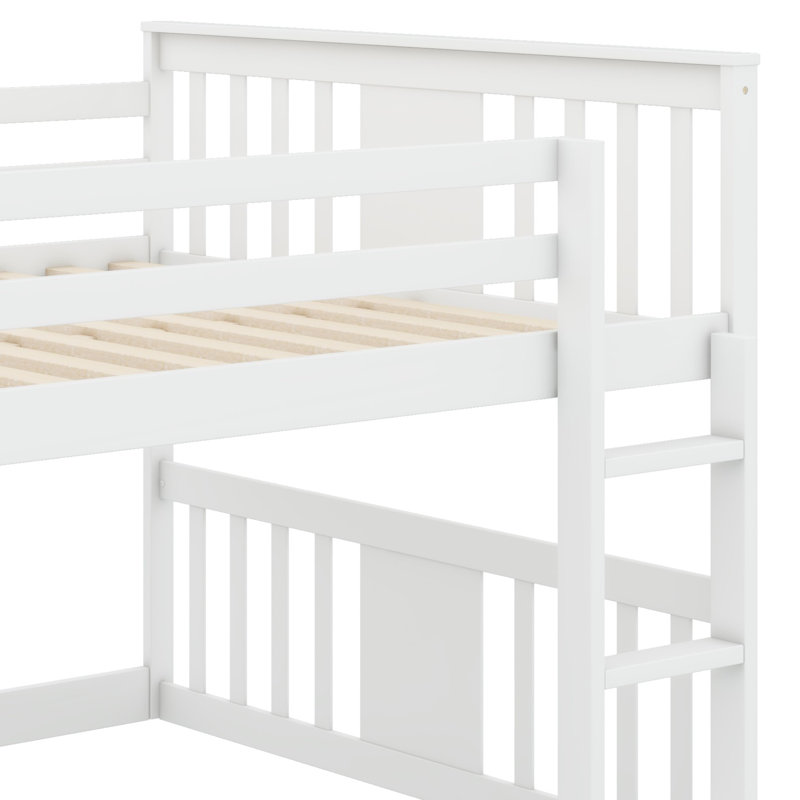Bunk Bed Featuring A Sturdy Ladder Design, Full Over Full, White