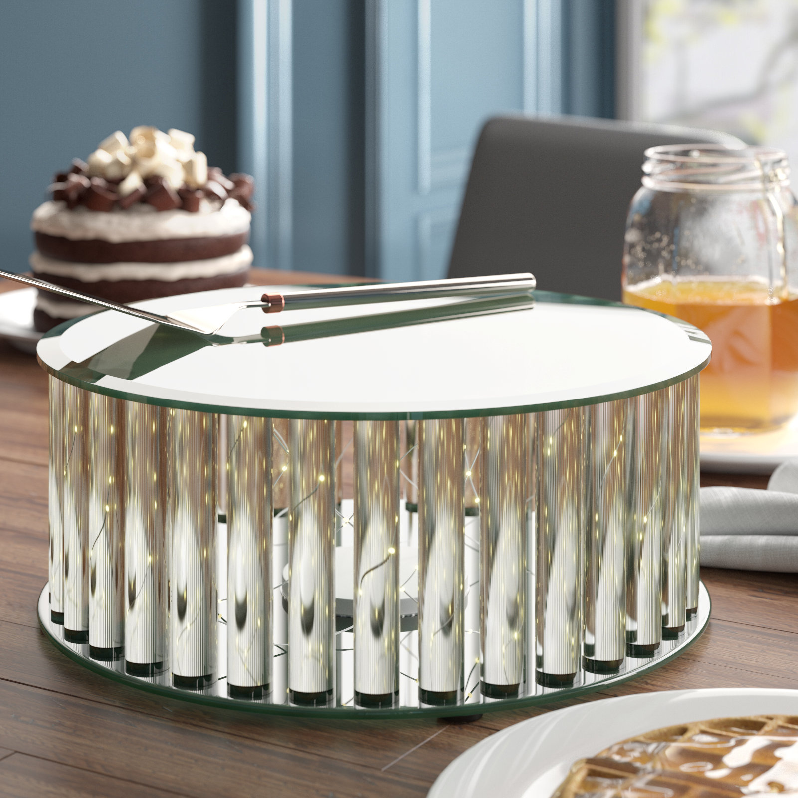 Wade Logan® Alameen Mirror Light Up Cake Stand Wayfair
