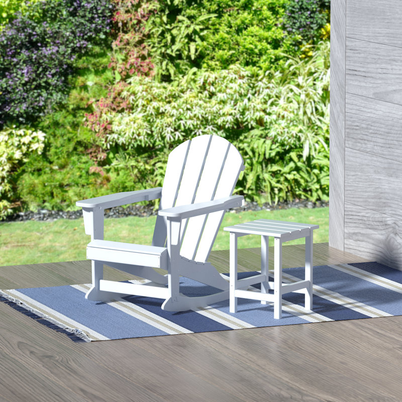 Laguna Outdoor Adirondack Chair With Table, White