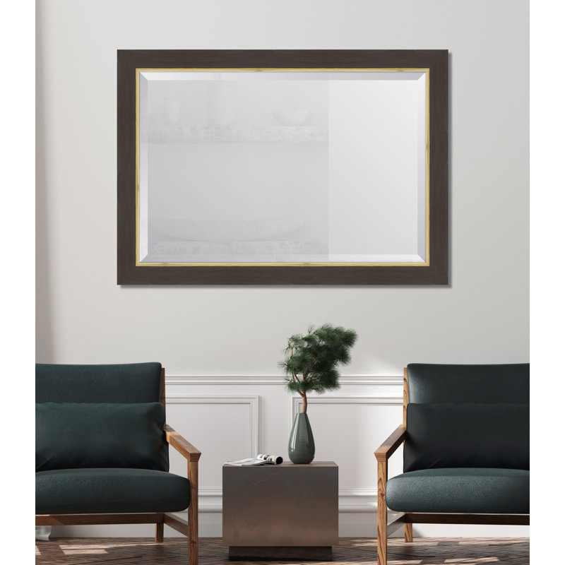 Brizzia Flat Wall Mirror, 27" x 39", Brown/Gold